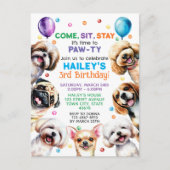 Hond Thema 3e Verjaardagsfeest Uitnodiging (Voorkant)