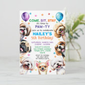 Hond Thema 5e Verjaardag Party Uitnodiging (Staand voorkant)