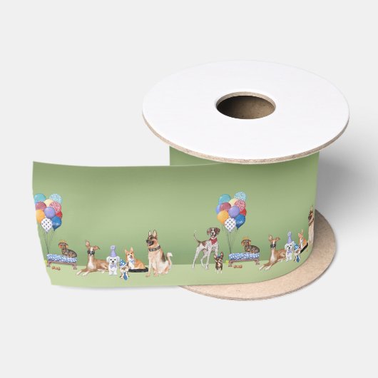 Hond Thema Feestje Verjaardag Satijnen Lint (Spoel)