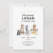 Hond Thema Laten we Pawty Hond Verjaardagsfeestje Kaart (Voorkant)
