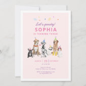 Hond Thema Meisje Puppy Verjaardagsfeest Uitnodigi Kaart (Voorkant)