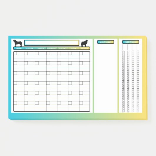 Hond Thema Niet-gedateerde Maandelijkse Kalender P Post-it® Notes (Voorkant)