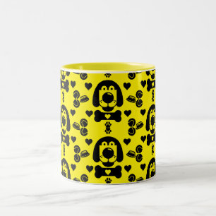 Hond thema patroon tweekleurige koffiemok