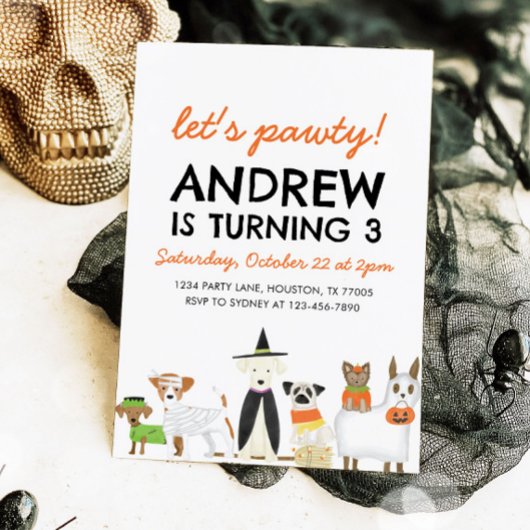 Hond Thema Puppy Party Halloween Verjaardag Kaart