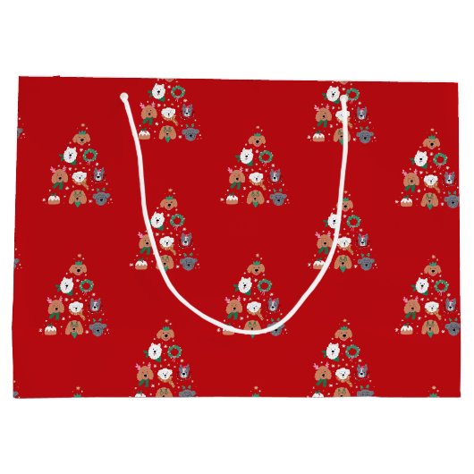 Hond thema rode kerst groot cadeauzakje (Achterkant)