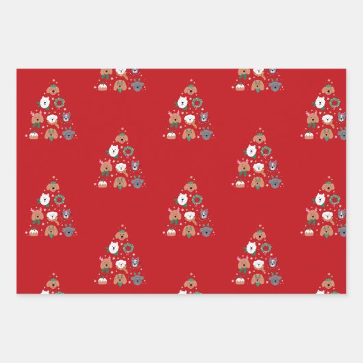 Hond thema rode kerst inpakpapier vel (Voorkant)