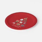 Hond thema rode kerst papieren bordje (Gekanteld)