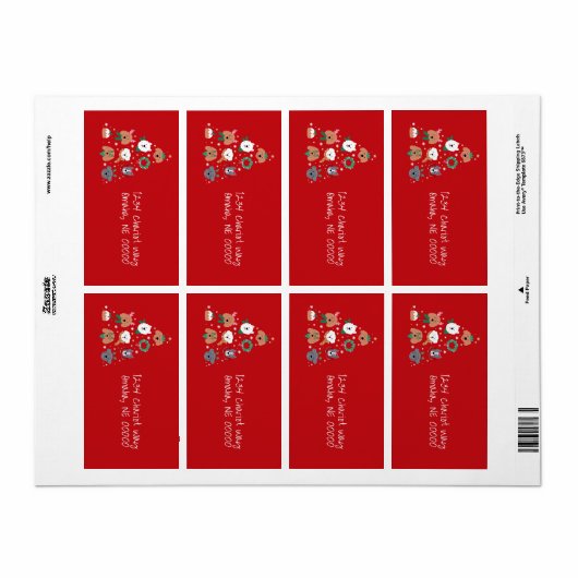 Hond thema rode kerst retour label (Full Sheet)