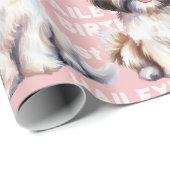 Hond thema verjaardagsfeestje roze cadeaupapier (Rol Hoek)