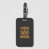 Hond thuis vintage huis bagagelabel (Voorkant (verticaal))