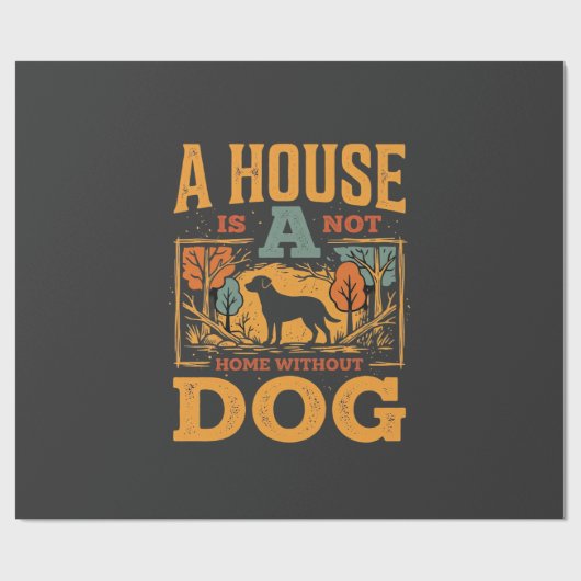Hond thuis vintage huis cadeaupapier (Vlak)
