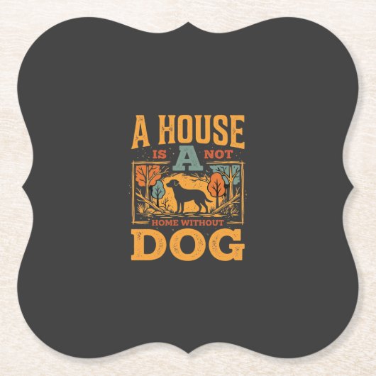 Hond thuis vintage huis kartonnen onderzetters (Voorkant)
