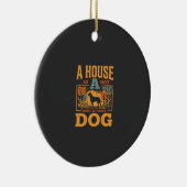 Hond thuis vintage huis keramisch ornament (Rechts)