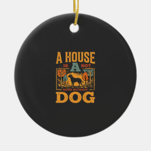 Hond thuis vintage huis keramisch ornament
