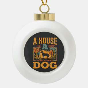 Hond thuis vintage huis keramische bal ornament