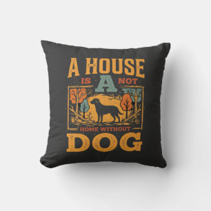 Hond thuis vintage huis kussen