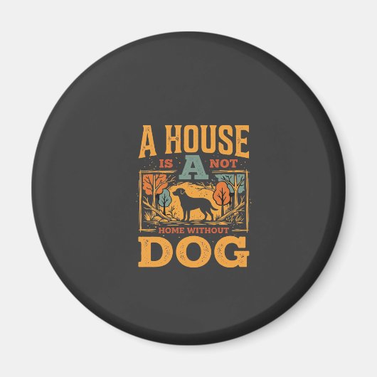 Hond thuis vintage huis magneet (Voorkant)