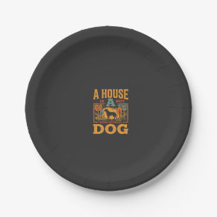 Hond thuis vintage huis papieren bordje