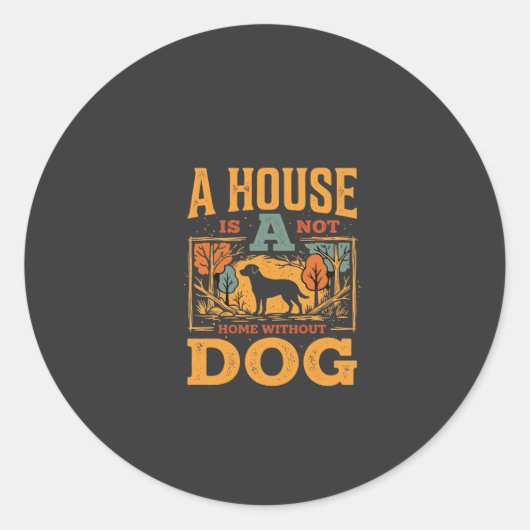 Hond thuis vintage huis ronde sticker (Voorkant)