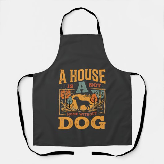 Hond thuis vintage huis schort (Voorkant)