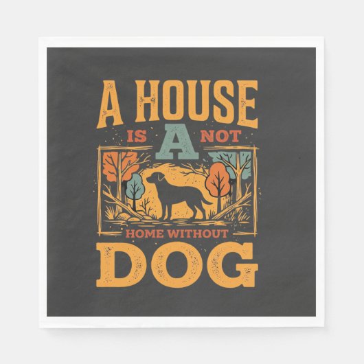 Hond thuis vintage huis servet (Voorkant)
