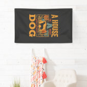 Hond thuis vintage huis spandoek (Insitu)
