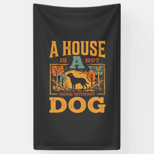 Hond thuis vintage huis spandoek