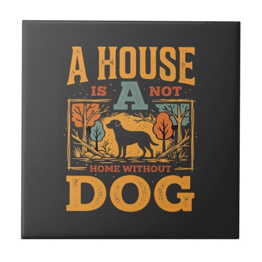 Hond thuis vintage huis tegeltje (Voorkant)
