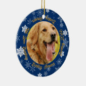 Hond Toen en Nu 2 Foto Blauwe Sneeuwvlok Keramisch Ornament (Rechts)