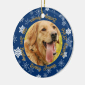 Hond Toen en Nu 2 Foto Blauwe Sneeuwvlok Keramisch Ornament (Links)