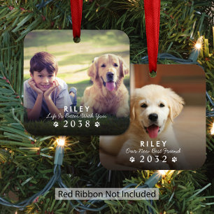 Hond Toen en Nu Kerst Foto Metalen Ornament
