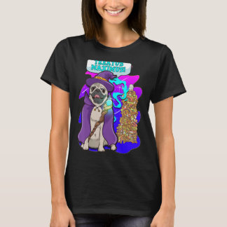 Hond Tovenaar Pug Staaf Magie Spreuk Fantasie Magi T-shirt