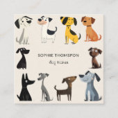 Hond trainer cartoon honden vierkante visitekaartje (Voorkant)