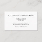 Hond Trainer Gedragskundige Gehoorzaamheid Trainer Visitekaartje (Achterkant)