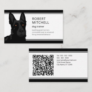 Hond Trainer Zwart Duits Herder QR Code Visitekaartje