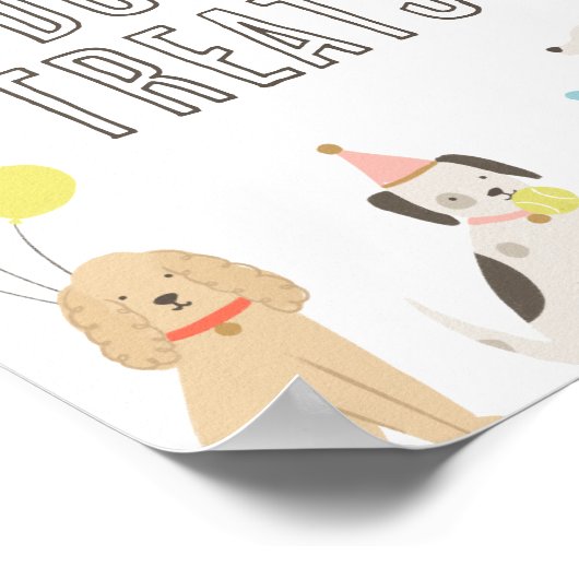 Hond Treats Puppy Party Verjaardag Tafel Teken Poster (Hoek)