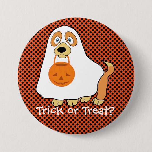 Hond Trick or Treat Groot, 3 inch ronde knop Button 7,6 Cm (Voorkant)