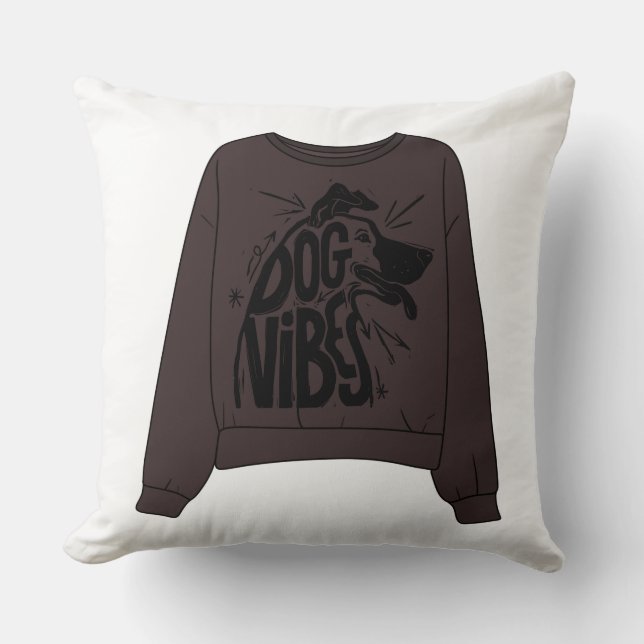 Hond Trillingen Vintage Bruine Sweatshirt Vector Kussen (Voorkant)