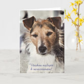Hond Tsjechische Verjaardagskaart Kaart (Gele Bloem)