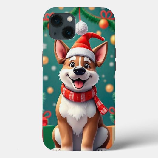 Hond tussen feestelijke kerstversiering Case-Mate iPhone case (Achterkant)