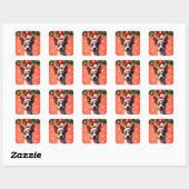 Hond tussen kerstdecoraties vierkante sticker (Vel)