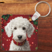 Hond Tussen Kerstversiering Sleutelhanger (Achterkant)