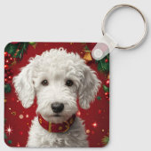 Hond Tussen Kerstversiering Sleutelhanger (Achterkant)