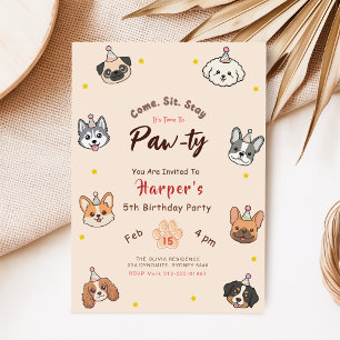 HOND Uitnodiging, Cute Puppy Verjaardag Kaart