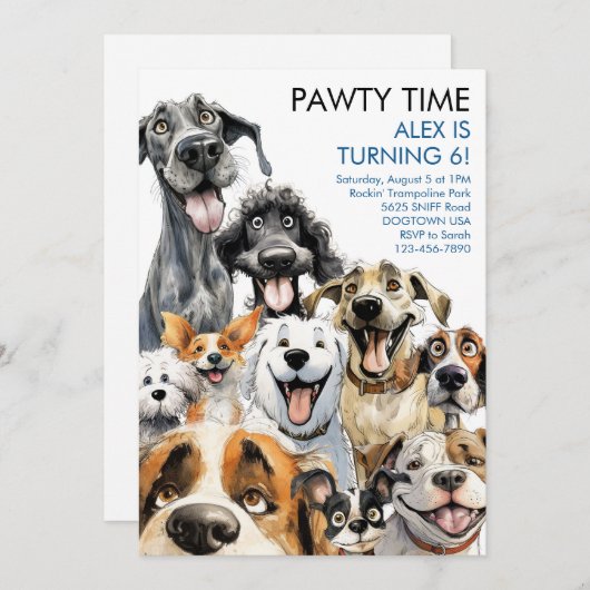 Hond uitnodiging grappige verjaardagsfeestje kinde (Voorkant / Achterkant)