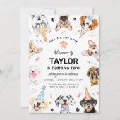 Hond Uitnodiging, Jongen Puppy Verjaardag Uitnodig Kaart (Voorkant)