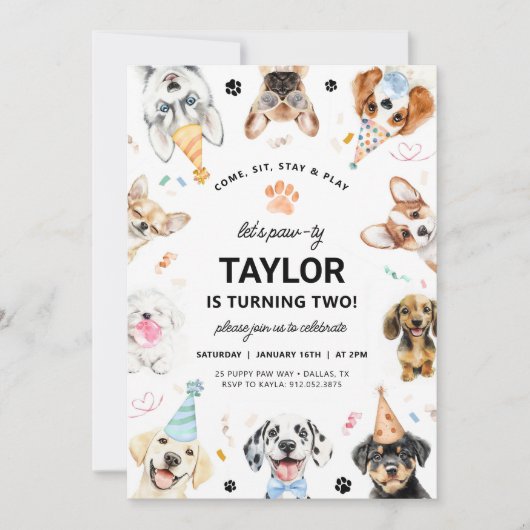 Hond Uitnodiging, Jongen Puppy Verjaardag Uitnodig Kaart (Voorkant)