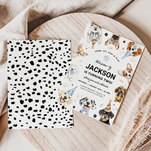 Hond Uitnodiging, Jongen Puppy Verjaardag Uitnodig Kaart