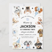 Hond Uitnodiging, Jongen Puppy Verjaardag Uitnodig Kaart (Voorkant)