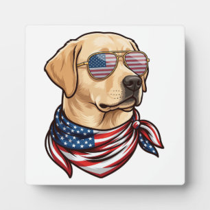 Hond Usa Vlag Zonnebril Bandana Fotoplaat